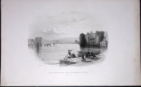 Ireland King James Castle Limerick Antique 183 Years-Old Steel-Engraving-35.