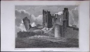 Caerphilly Castle Wales Antique 211 Years-Old Georgian Steel-Engraving-469