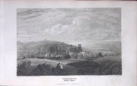 Caernarfon Town Wales Antique 213 Years-Old Georgian Steel-Engraving-189