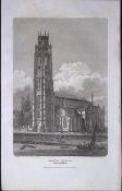 Boston Church Lincolnshire Antique 218 Years-Old Georgian Steel-Engraving-448