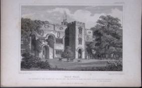 Liverpool Hale Hall Antique 195 Years-Old Steel-Engraving-41