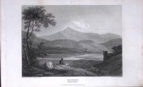 Snowdon Wales Antique 213 Years-Old Georgian Steel-Engraving-192.