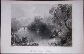 Ireland Old Weir Bridge Killarney Antique 183 Years-Old Steel-Engraving-28.