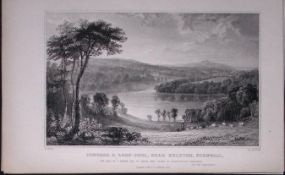 Cornwall Helston Penrose & Looe-Pool Antique 193 Years-Old Steel-Engraving-20