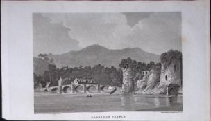 Cardigan Castle Wales Antique 211 Years-Old Georgian Steel-Engraving-470