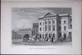Liverpool Royal Amphitheatre Antique 195 Years-Old Steel-Engraving-5