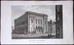 London The New Drury Lane Theatre Antique 200 Years-Old Steel-Engraving-88