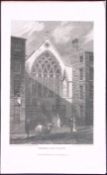 Chapel Ely Place Holborn London Antique 200 Years-Old Steel-Engraving-238