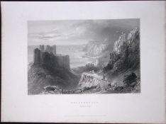 Oystermouth Swansea Wales WH Bartlett 1842 Antique Steel Engraving-112