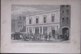 Liverpool Corn Exchange Brunswick St Antique 195 Years-Old Steel-Engraving-68