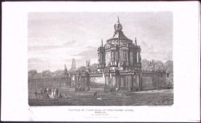 Green Park Temple London Antique 200 Years-Old Steel-Engraving-231