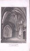 The Cloisters Westminster London Antique 200 Years-Old Steel-Engraving-277