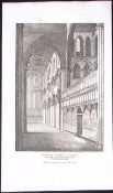 Northumberland Hexham Abbey Church Antique 223 Years-Old Steel-Engraving-139