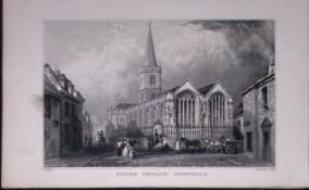 Cornwall Truro Town Church Antique 193 Years-Old Steel-Engraving-39