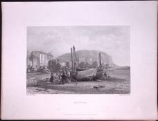 Hastings View on The Beach WH Bartlett 183 Years-Old Antique Steel Engraving-29