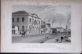 Manchester New Jerusalem Church Antique 195 Years-Old Steel-Engraving-55