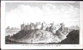 Suffolk Framlington Castle Rare Georgian Copper Antique 1776 Engraving-141.