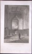 St Catherines Church London Antique 200 Years-Old Steel-Engraving-232