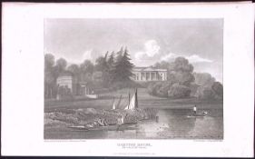 Hampton House London Antique 200 Years-Old Steel-Engraving-261