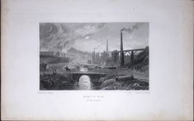 Wales View of Nant Y Glo Village Antique 166-Year-Old Steel Engraving-49