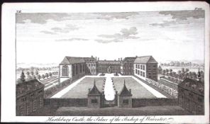 Worcester Hartlebury Castle Rare Georgian Copper Antique 1776 Engraving-147a.