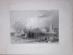 Liverpool View of The City WH Bartlett 1842 Antique Steel Engraving-210