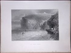 Cumbria St Bees Head WH Bartlett 183 Years-Old Antique Steel Engraving-9