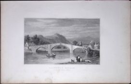 Wales Llanrwst Bridge Conway Antique 166-Year-Old Steel Engraving-40
