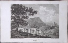 Matlock Bridge Derbyshire Antique 223 Years-Old Georgian Steel-Engraving-294