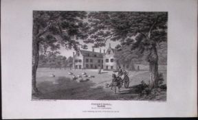 Cossey Hall Norfolk Antique 216 Years-Old Georgian Steel-Engraving-422a
