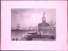 Portsmouth Saluting Platform WH Bartlett 183 Years-Old Antique Steel Engraving-40