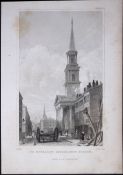 Liverpool St Michaels Church Pitt St Antique 195 Years-Old Steel-Engraving-62