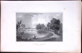Wales-Bangor Iscoed Flintshire Antique 166-Year-Old Steel Engraving-16