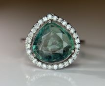 Beautiful 3.21 CT Natural Emerald Ring With Natural Diamonds & Platinum 950