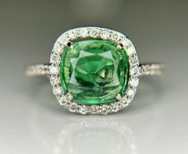 Beautiful 1.69 CT Natural Emerald Ring With Natural Diamonds & Platinum 950