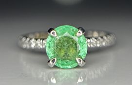 Beautiful 1.03ct Natural Emerald With Natural Diamonds & 18k Gold