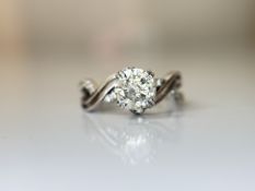 Beautiful 1.36ct Natural Diamond Ring With 18k White Gold