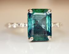Beautiful 3.00 CT Natural Emerald Ring With Natural Diamonds & Platinum 950