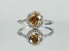 Beautiful Natural 1.05 CT Natural Solitaire Champagne Diamond Ring With 18k Gold