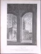 St Georges Chapel Windsor 190 Years-Old Rare John Britton Antique Steel Engraving-145