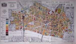 City of London Post-War Height of Buildings Plan 1944 Coloured Large Map-1b