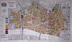 City of London Post-War Height of Buildings Plan 1944 Coloured Large Map-1b