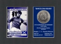 Willie Johnson Rangers FC Wins 1972 ECWC Mounted Card & Coin Metal Art Display