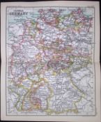 Central Germany Double Sided Victorian Antique 1898 Map.
