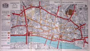 City of London Post-War Traffic Circulation Diagrammatic 1944 Coloured Map-4b