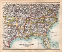 USA Southern States Double Sided Victorian Antique 1896 Map. 60