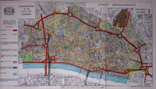 City of London Post-War Street Improvements Plan 1944 Coloured Map-6