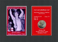 David Sadler Manchester United 1968 European Cup Mounted Coin Metal Art