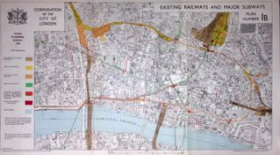 City of London Planning Survey Existing Railways, Major Subways 1944 Map-1