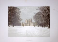 Glamis Castle Scotland 160 Years-Old Gilt-Edge Coloured Antique Book Plate-1